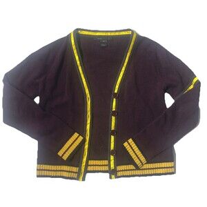 Marc Jacobs RARE Vintage Wool Purple/Yellow striped Academia V Neck Cardigan*M*